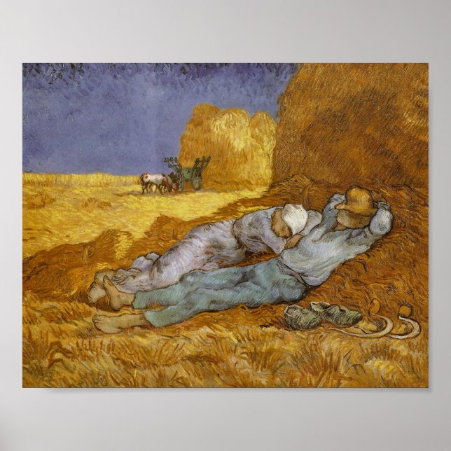 Póster Noon Rest from Work (Millet) Van Gogh Fine Art (Frente)