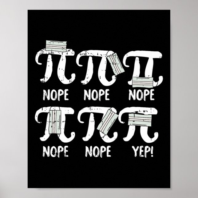 Poster Nope Pi Day Engraçado Professor de Máscara Engraça (Frente)