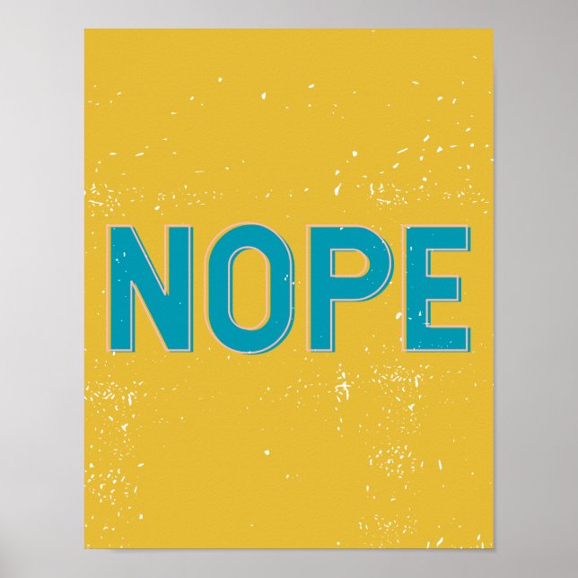 Poster NOPE - Tipografia em relevo em amarelo e azul (Frente)