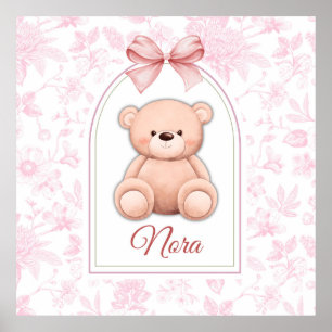 Poster Nora   Design de Enfermeiro de Urso Rosa Personali