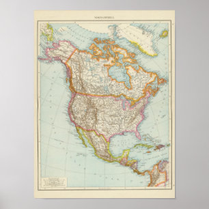 Póster Nordamerika - mapa norte-americano