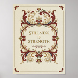 Poster Nordic Rosemaling Poster, “Stillness is Strength” 