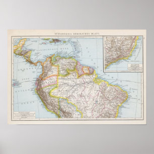 Poster Nordliches Blatt de Sudamerika - mapa de Ámérica