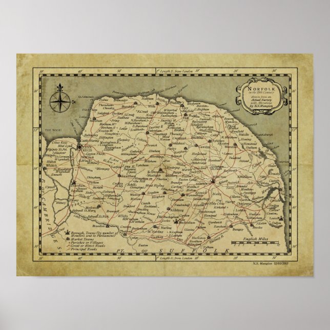 Poster Norfolk do século XVIII (Frente)