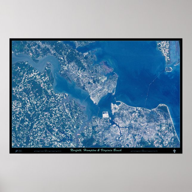 Póster Norfolk Hampton & Virginia Beach Virgínia satélite (Frente)