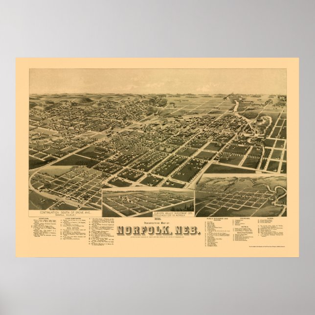 Poster Norfolk, NE Panorâmica - 1889 (Frente)
