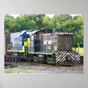 Poster Norfolk Southern SW- 1001 2105 & CSX 1537