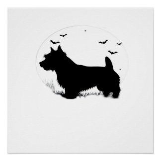 Póster Norfolk Terrier Dog � Halloween Moon Silhouette Cl