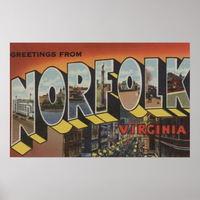 Poster Norfolk, Virgínia - Cenas com Letras Grandes (Frente)