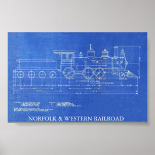 PÓSTER NORFOLK & WESTERN RAILROAD ENGINE NO.521