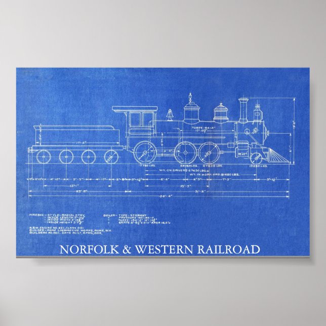 PÓSTER NORFOLK & WESTERN RAILROAD ENGINE NO.521 (Frente)