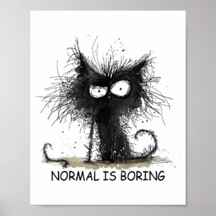 Poster Normal É Chato Camiseta Gráfica Gato Divertido Hom