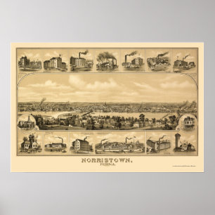 Poster Norristown, PA Panorâmica - 1881