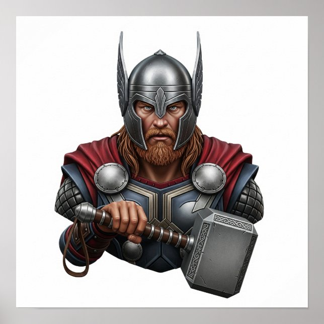 Poster Norse Deus Thor Retrait (Frente)