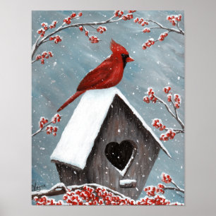 Poster Norte Cardeal de inverno neve