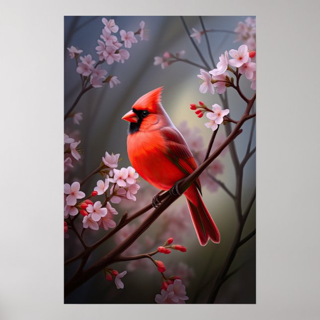 Poster Norte Cardinal Ohio Red Bird (Frente)