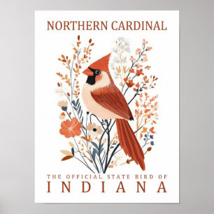 Poster Norte Cardinal Viagem de Indiana EUA