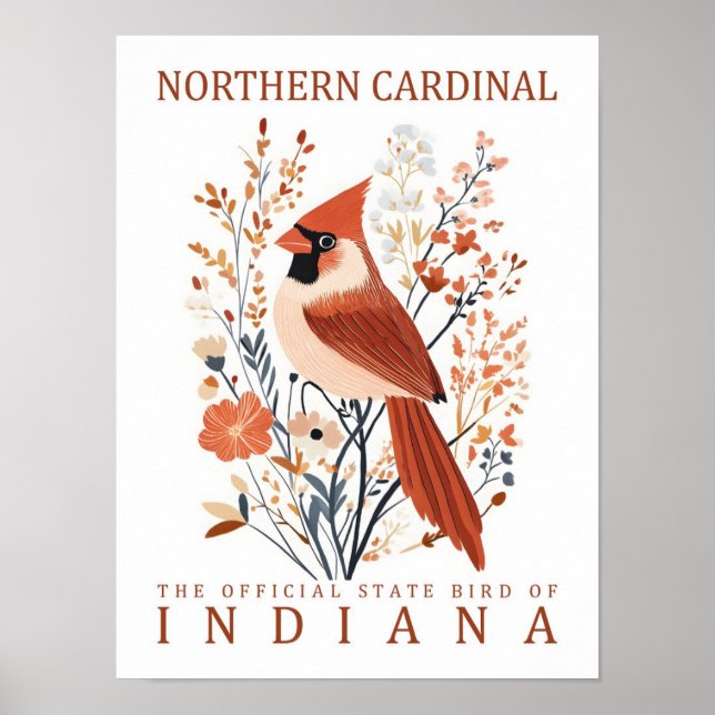 Poster Norte Cardinal Viagem de Indiana EUA (Frente)