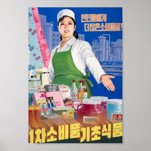 Poster norte-coreano da propaganda da cozinha