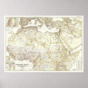 Poster "Norte de África: MAPA Detalhado de 1954 ...
