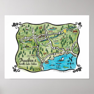 Poster norte do mapa de Lake Tahoe