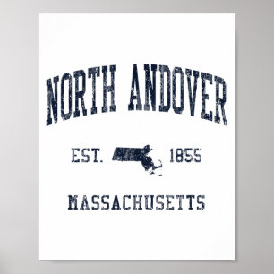 Poster North Andover Ma Jn1 Design Azul Vintage Atlético 