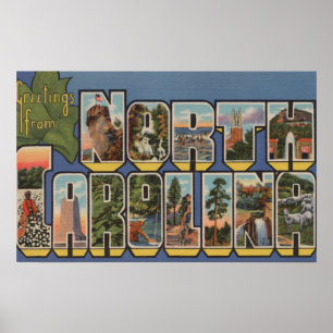 Póster North Carolina (capital de estado/flor)