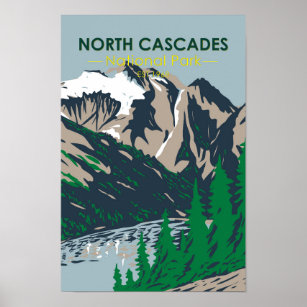 Poster North Cascades National Park Mount Triumph Vintage