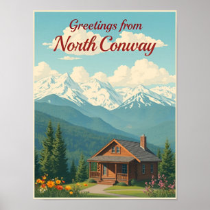 Poster North Conway, New Hampshire – Montanhas Brancas