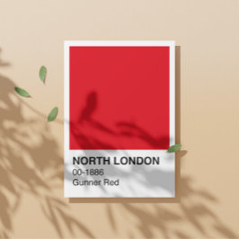 Póster North London Gunner Red - fronteira branca