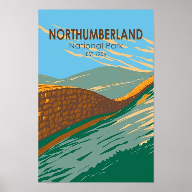 Poster Northumberland National Park Hadrians Wall Inglate (Frente)