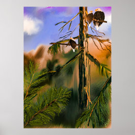 Poster Northwest Nature Life com Eagles Digital Painting