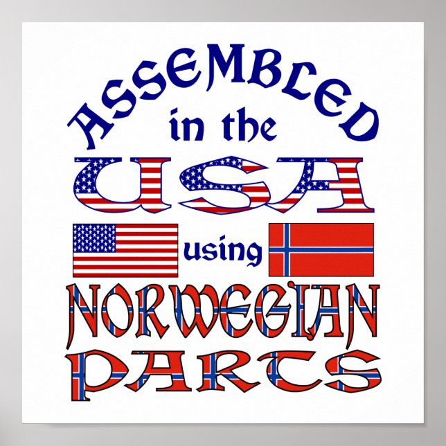 Póster Noruega e Bandeira norueguesa (Frente)