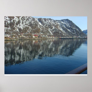 Poster Noruega, entrando em um fiorde