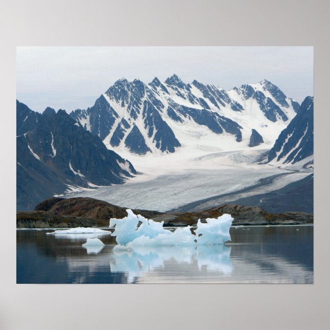 Póster Noruega, Geleira em Recuo e iceberg (Frente)