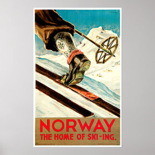 Póster Noruega - Home da arte do viagem do esqui