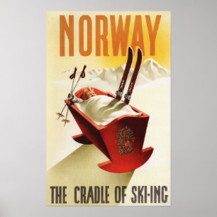 Poster Noruega - o berço do esqui