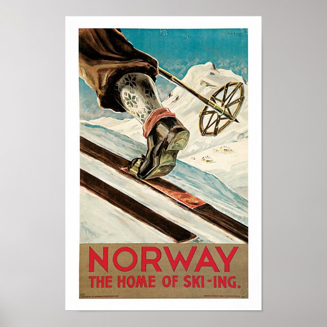 Póster Noruega ~ O Lar do Esqui (Frente)