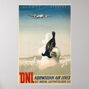 Poster Noruega Oslo Esporte de Inverno Esqui Viagem Vinta