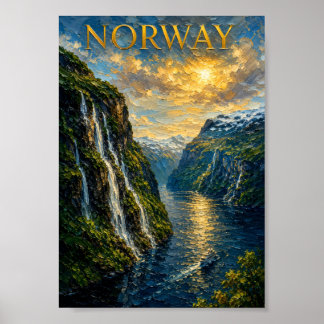 Poster Norway: Majestic Fjord Sunset Art Souvenir