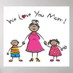 Póster Nós amamo-lo dia das mães feliz da família dos