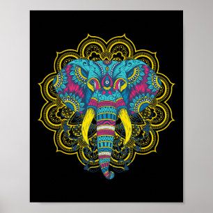 Poster Nós Amamos Elefantes Padrão de Mandala de Elefante