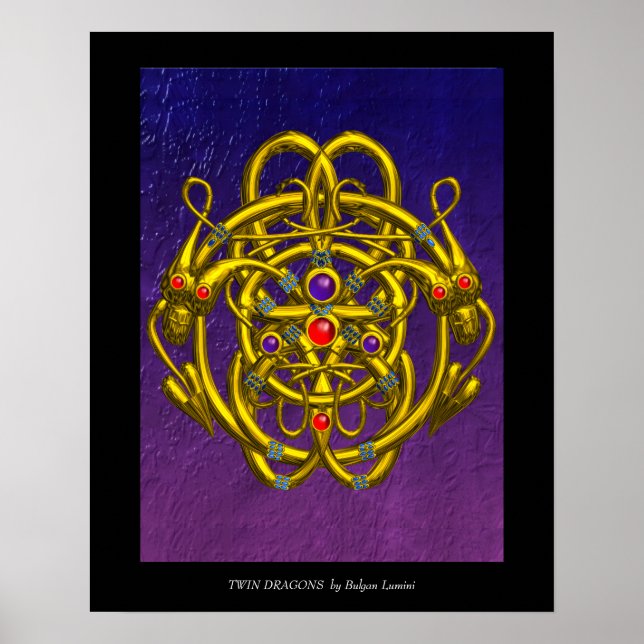 PÓSTER NÓS CÉLTICOS EM OURO COM DRAGÕES GÊMEOS (Frente)
