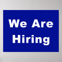 Nós estamos contratando o anúncio da janela comerc