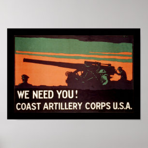 Poster Nós precisamo-lo! Corpo da artilharia da costa