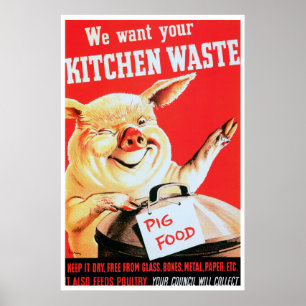 Póster Nós queremos seu desperdício da cozinha