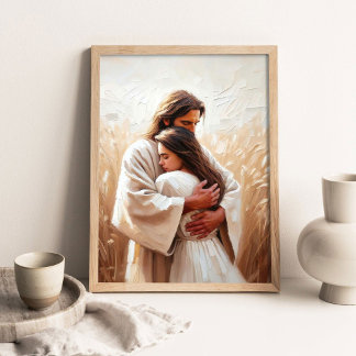 Poster Nos Seus Braços, Arte Cristã, Jesus Abraçando uma 