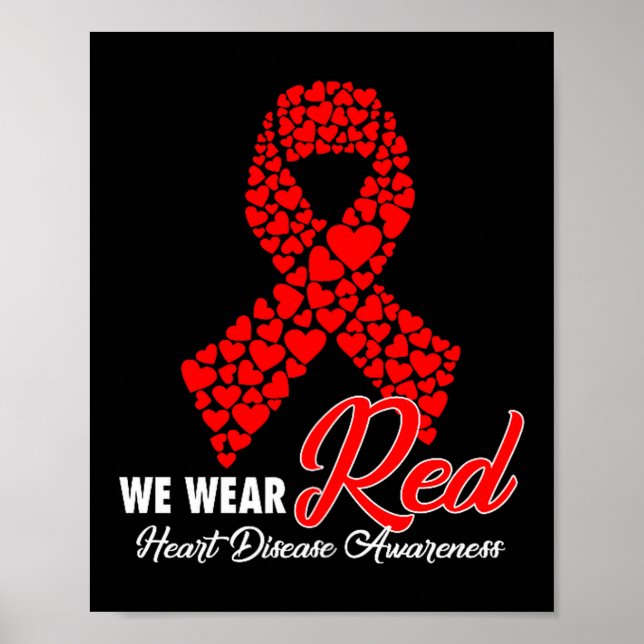 Poster Nós Usamos Vermelho Mês de Conscientização sobre D (Frente)