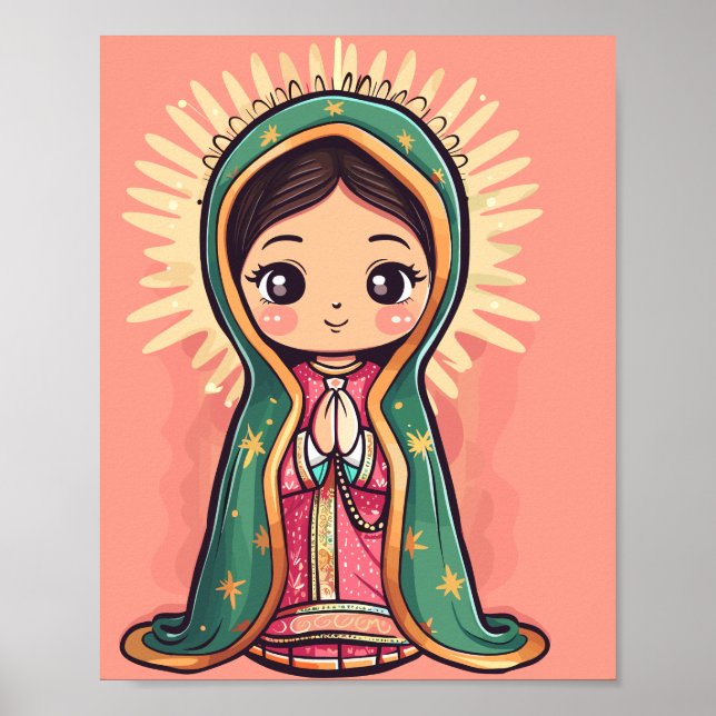 Poster nossa dama de guadalupe no estilo kawaii fofo (Frente)