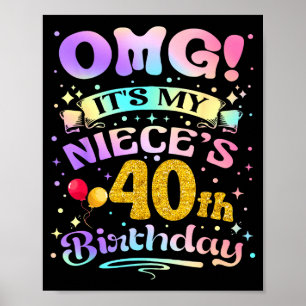 Poster Nossa É o 40º Aniversário da Minha Sobrinha Feliz 